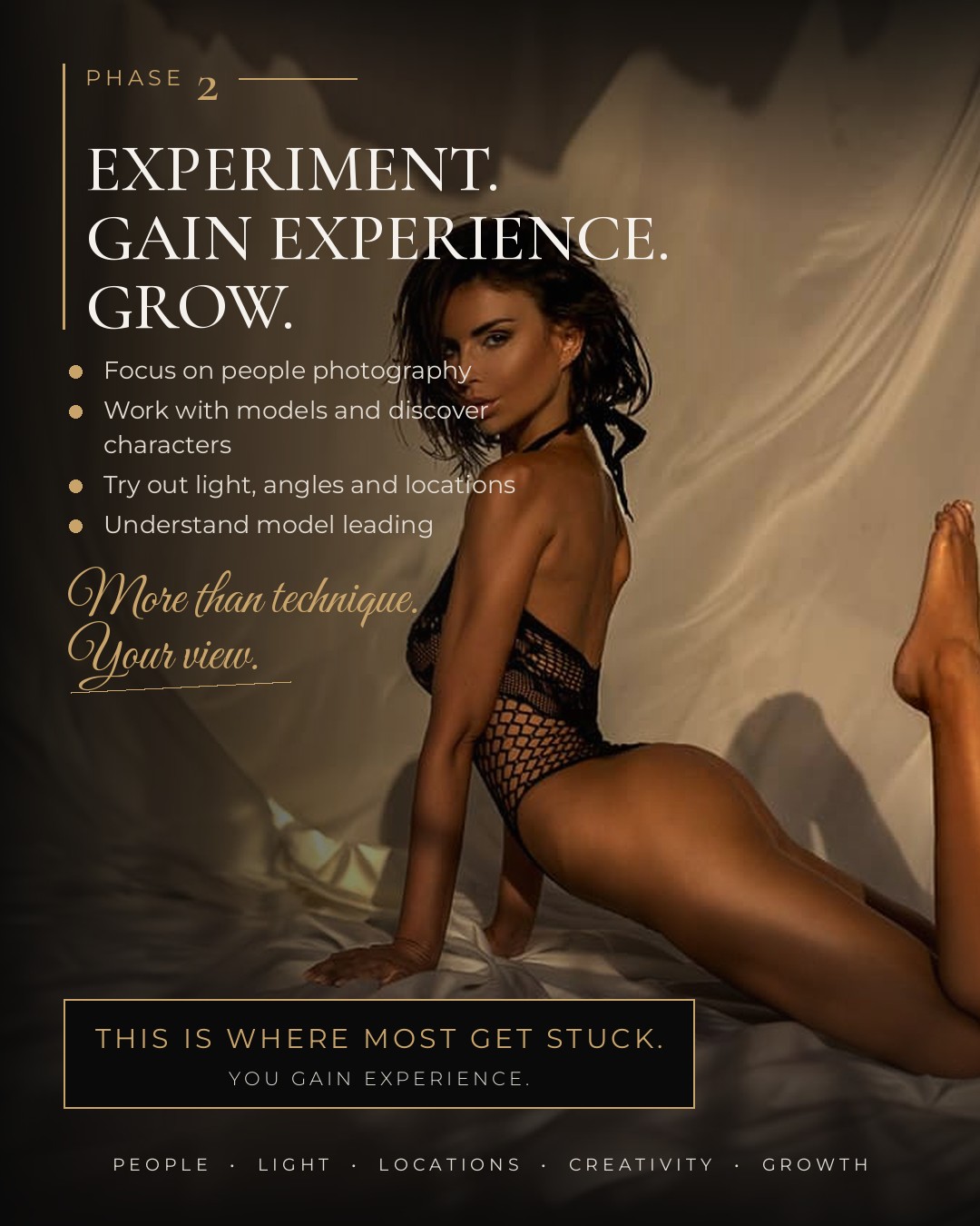 Phase 2 – Experiment, gain experience, grow: studio shoot with a model
